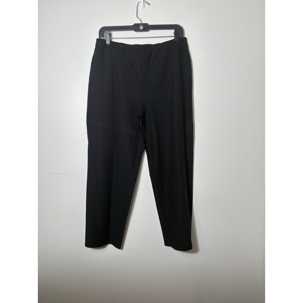 Eileen Fisher Pull On Wide Leg Cropped Pants Sz M Black Minimalist Closet Staple